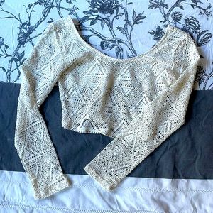 L.A. Hearts Mesh Long Sleeve Crop Top